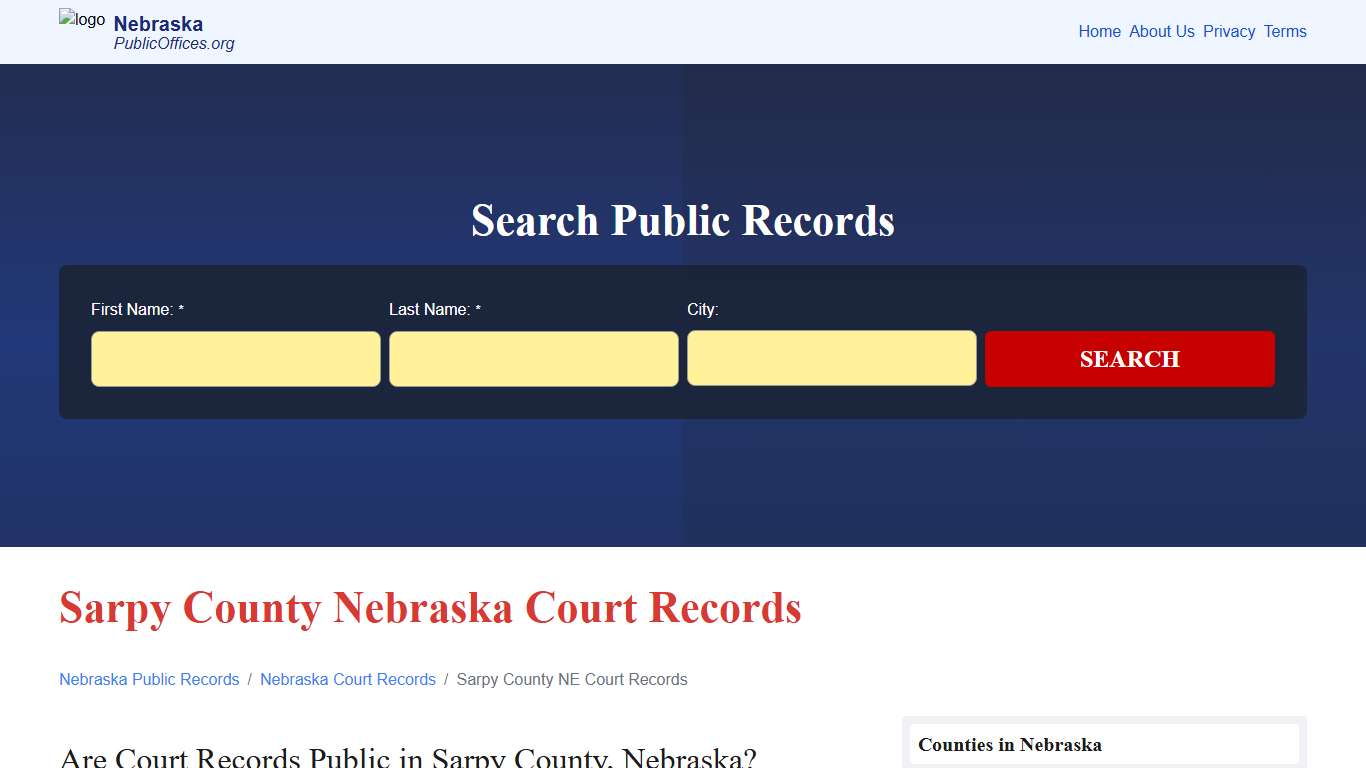 Sarpy County, NE Court Records Search – PublicOffices.org